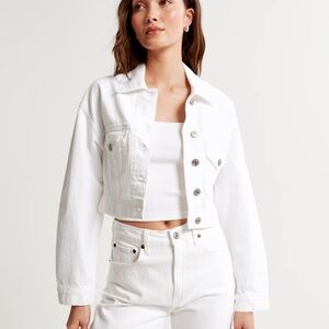 Abercrombie White Cropped Jean Jacket
